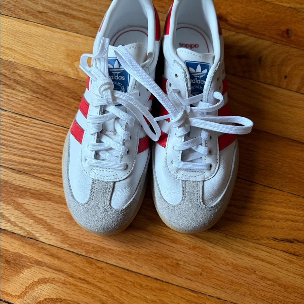 Adidas White and Red Classic Sneakers